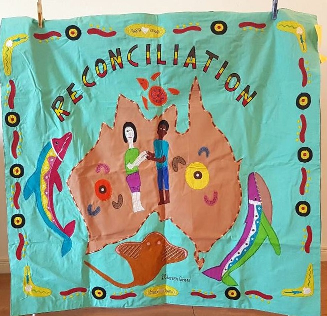 reconciliation of indigenous people wall hanging designed by aboriginal artist